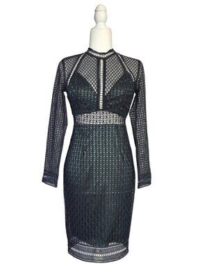 Bardot Bey black lace long sleeve dress Size 4 NWT